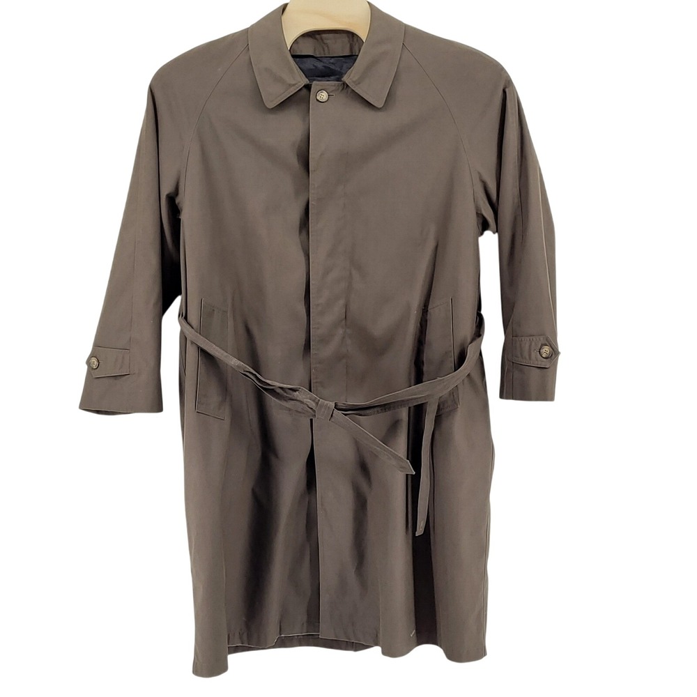 Lauren Ralph Lauren Brown Trench Coat Mens 40S Overcoat Classic Belted Rain Coat